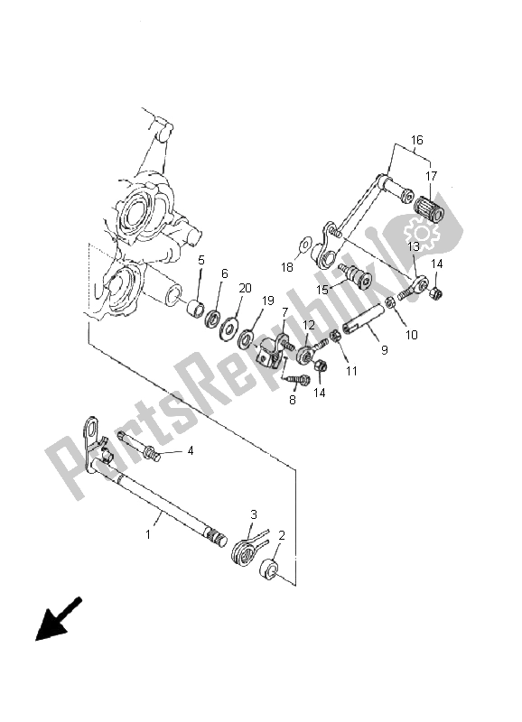 All parts for the Shift Shaft of the Yamaha TZ 250 2001