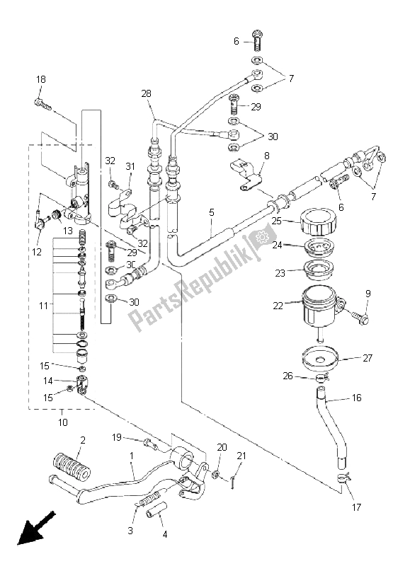 All parts for the Rear Master Cylinder of the Yamaha FZ1 NA Fazer 1000 2011