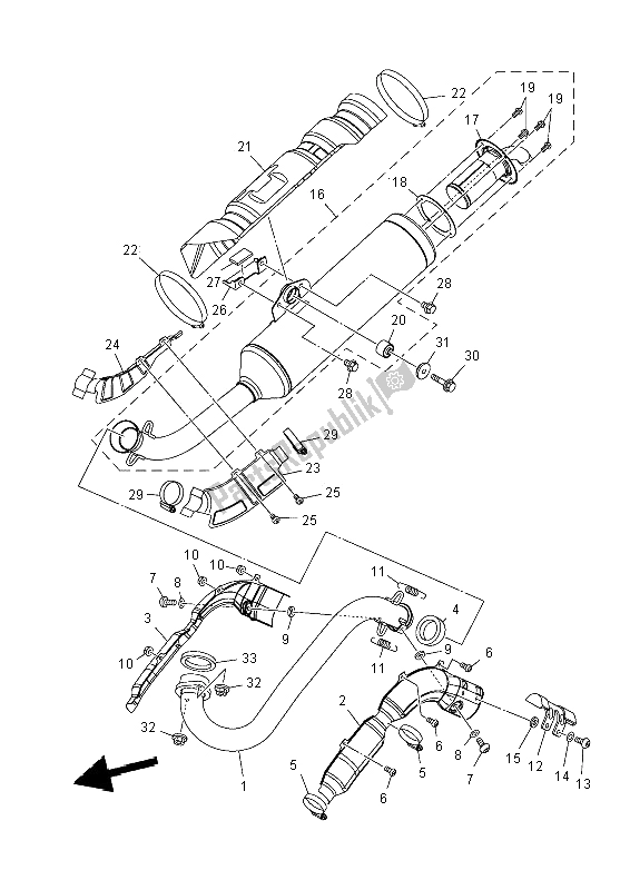 All parts for the Exhaust of the Yamaha YFM 700 Fwad Grizzly 4X4 2014