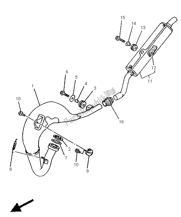 Tutte le parti per il Scarico del Yamaha YZ 80 LW 1995