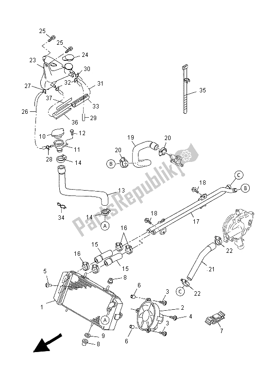 All parts for the Radiator & Hose of the Yamaha YP 125 RA MBL2 2015