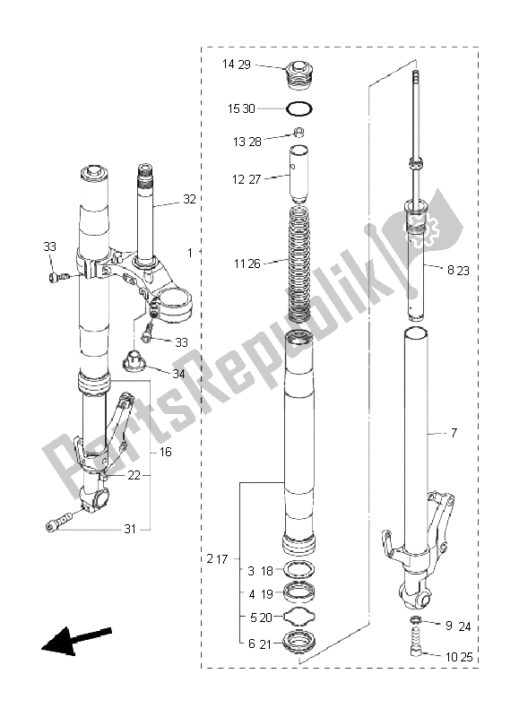 Toutes les pièces pour le Fourche Avant du Yamaha FZ8 S Fazer 800 2011