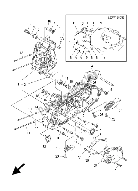 All parts for the Crankcase of the Yamaha YP 400A Majesty 2008