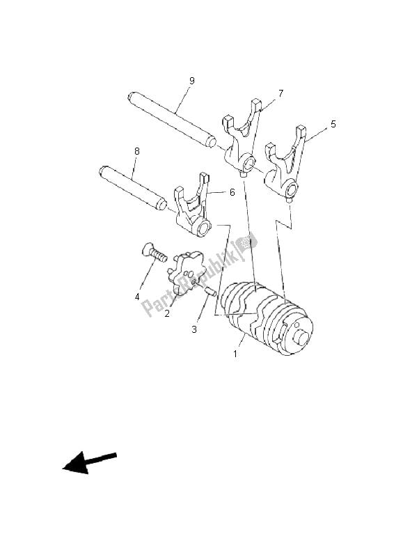 All parts for the Shift Cam & Fork of the Yamaha TT R 125E SW LW 2008