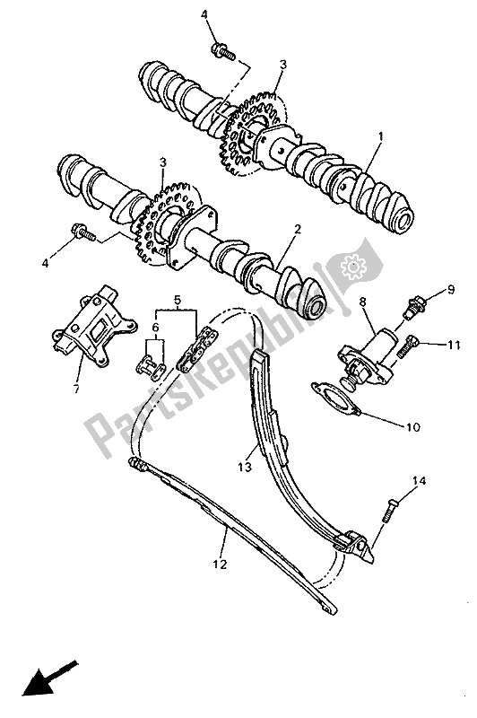 Todas las partes para árbol De Levas Y Cadena de Yamaha YZF 750R 1994