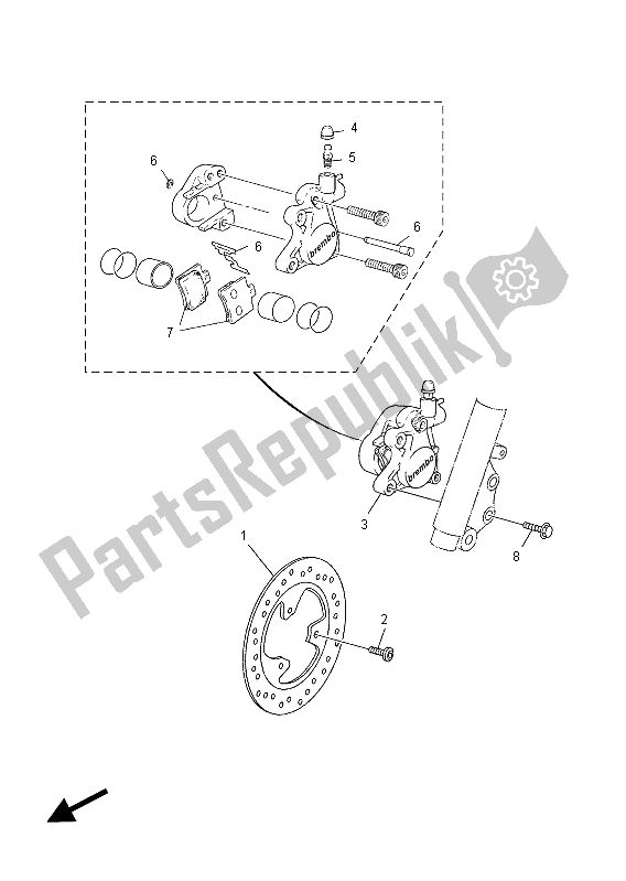 All parts for the Front Brake Caliper of the Yamaha CS 50R JOG 2012