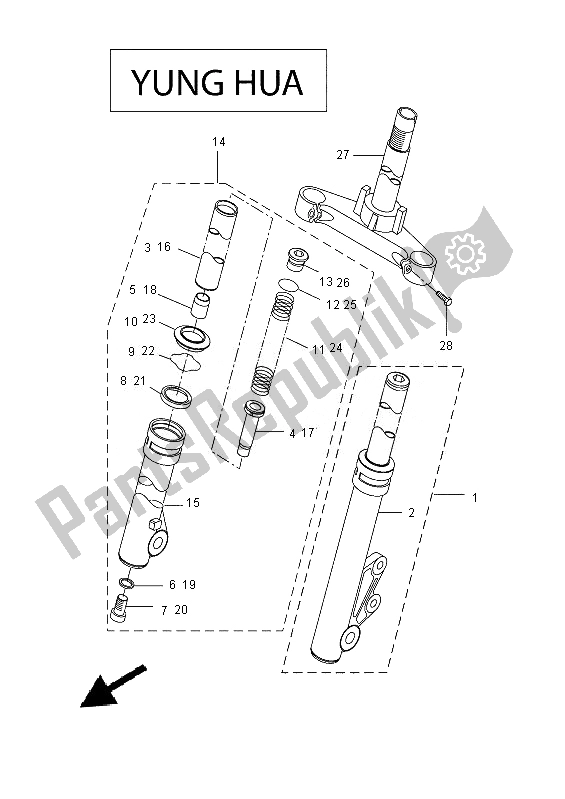 Tutte le parti per il Forcella Anteriore (yung Hua) del Yamaha CW 50N 2013