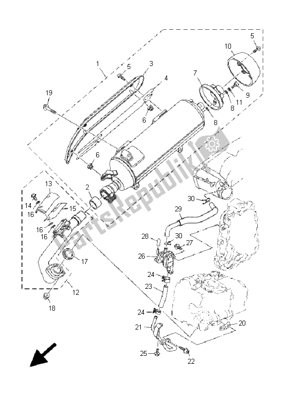 All parts for the Exhaust of the Yamaha YP 400 Majesty 2006