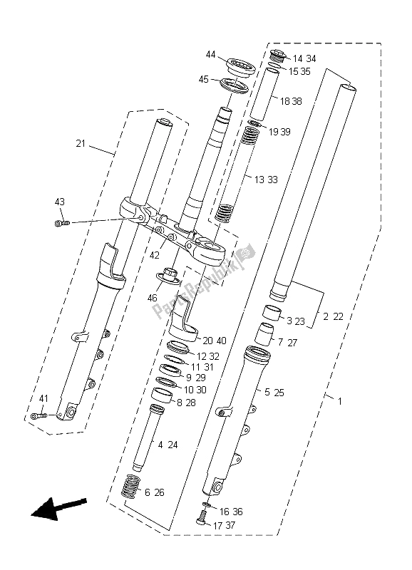 All parts for the Front Fork of the Yamaha XJ6S Diversion 600 2009