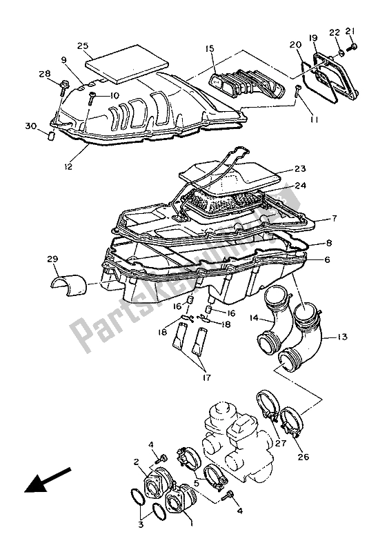 Toutes les pièces pour le Admission du Yamaha XT 600Z Tenere 1988