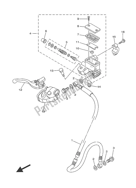 All parts for the Front Master Cylinder of the Yamaha YZ 85 LW 2016