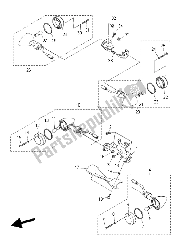 All parts for the Flasher Light of the Yamaha XVS 950A 2011