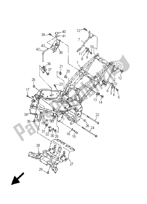 All parts for the Frame of the Yamaha YZF 1000R Thunderace 2001