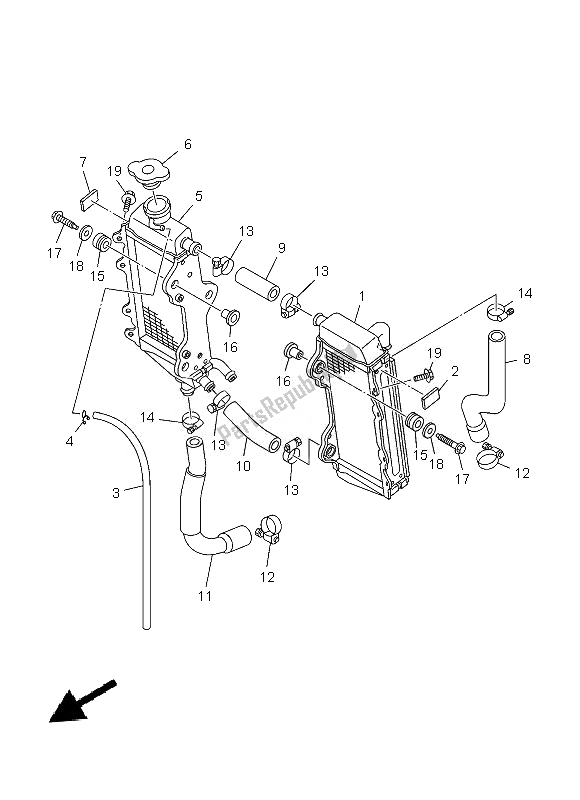 All parts for the Radiator & Hose of the Yamaha YZ 125 2013