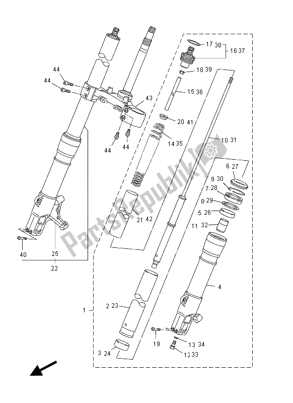 All parts for the Front Fork of the Yamaha VMX 17 1700 2012