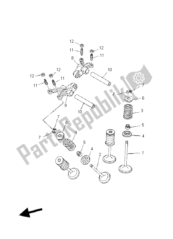 All parts for the Valve of the Yamaha XT 660R 2008