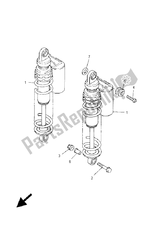 All parts for the Rear Suspension of the Yamaha XJR 1300 SP 2001