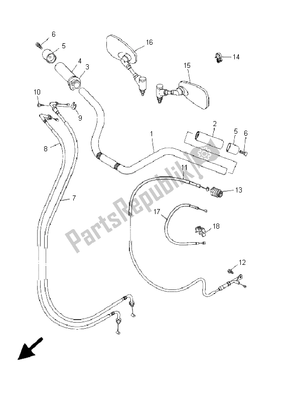 All parts for the Steering Handle & Cable of the Yamaha XVS 250 Dragstar 2001