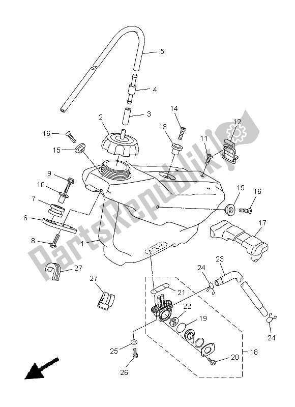 All parts for the Fuel Tank of the Yamaha YZ 250F 2013