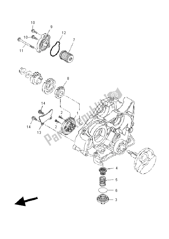 All parts for the Oil Pump of the Yamaha WR 125R 2011