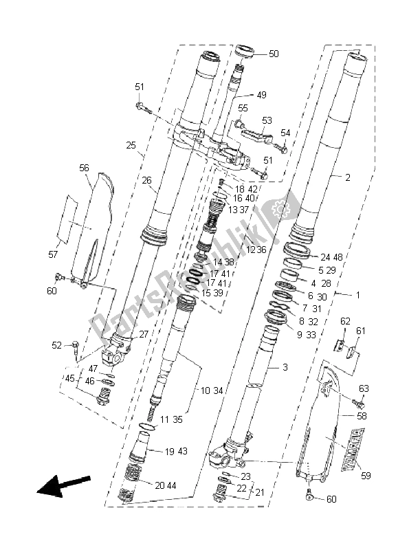 Wszystkie części do Przedni Widelec Yamaha YZ 125 2011