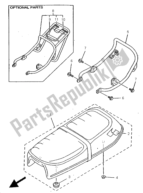 All parts for the Seat of the Yamaha RX 100 1996