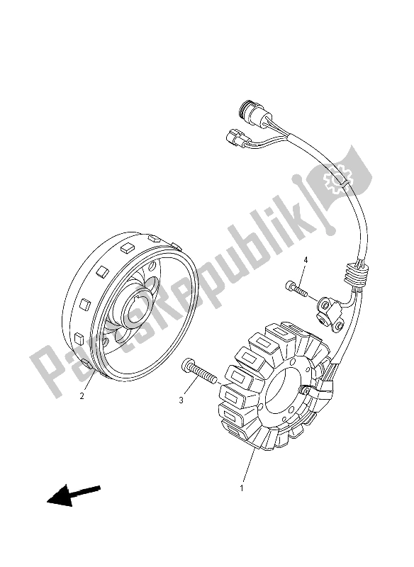 All parts for the Generator of the Yamaha YFM 700R 2012