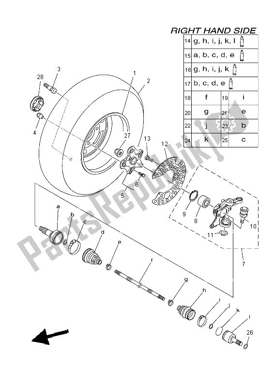 Tutte le parti per il Ruota Anteriore 2 del Yamaha YFM 700 Fwad Dpbse Grizzly 4X4 2014