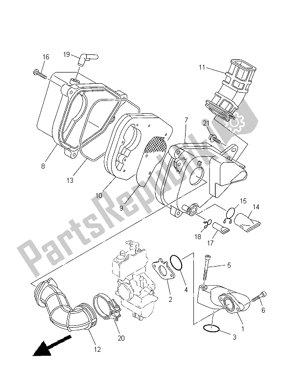 Alle onderdelen voor de Inname van de Yamaha TT R 110E 2012