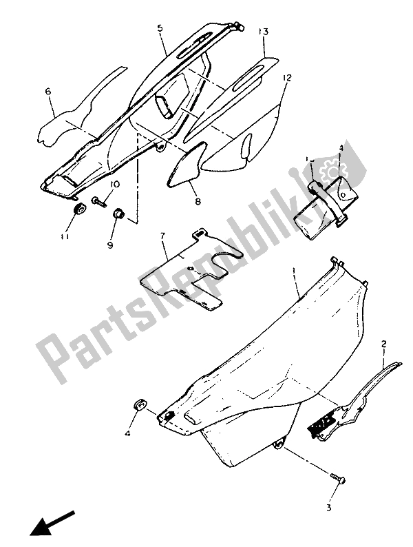 Todas las partes para Tapa Lateral Y Tanque De Aceite de Yamaha XT 600E 1990