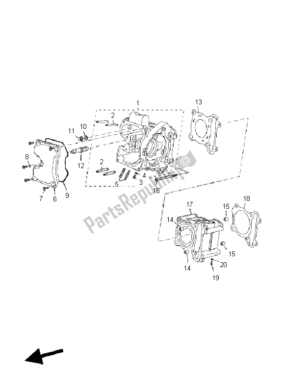 Alle onderdelen voor de Cilinder van de Yamaha VP 125 X City 2010