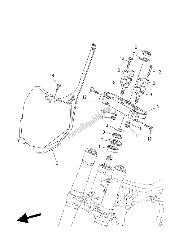 Todas las partes para Direccion de Yamaha YZ 250 2009