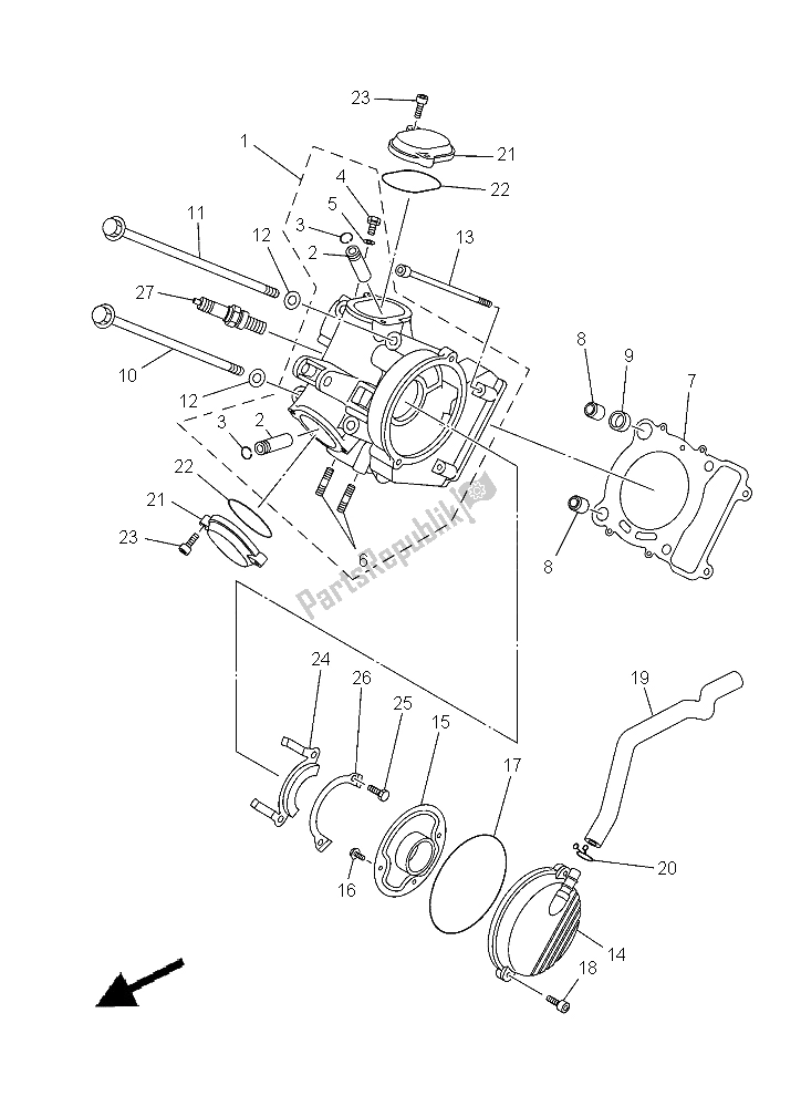 Toutes les pièces pour le Culasse du Yamaha YFM 450 Fwad IRS Grizzly 4X4 2015