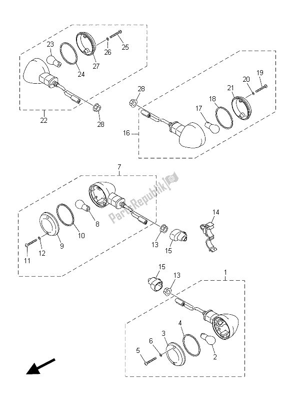 Wszystkie części do ? Wiat? O Migacza Yamaha XVS 950 CR 2015