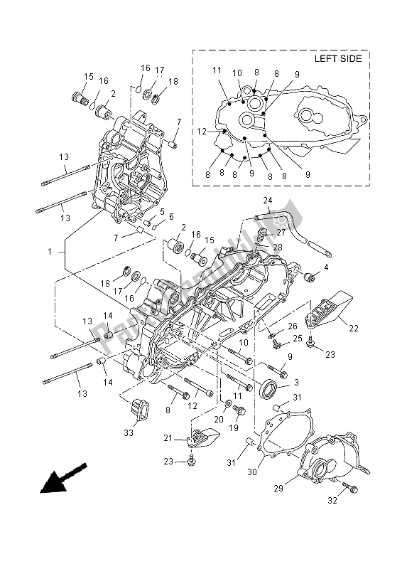 All parts for the Crankcase of the Yamaha YP 400R 2015