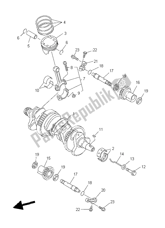 Toutes les pièces pour le Vilebrequin Et Piston du Yamaha FJR 1300 2004