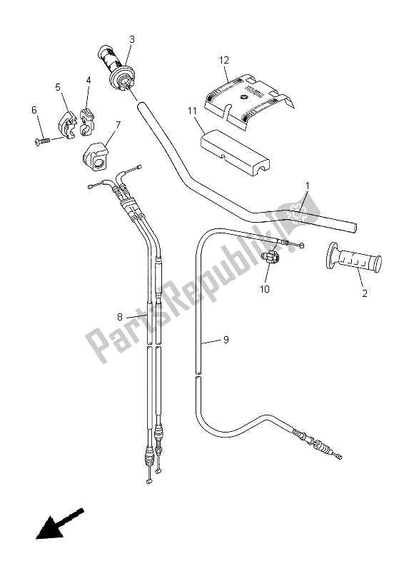 All parts for the Steering Handle & Cable of the Yamaha WR 250F 2014