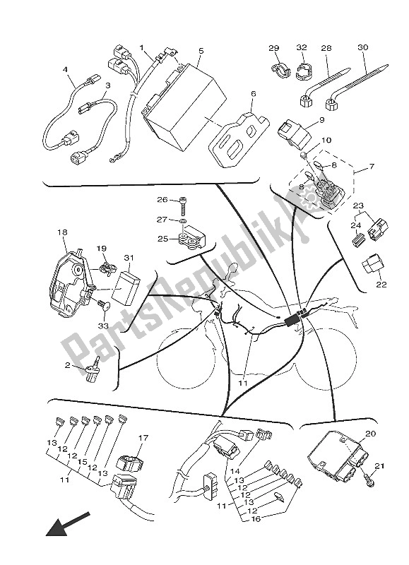 All parts for the Electrical 1 of the Yamaha MT 09A 900 2016