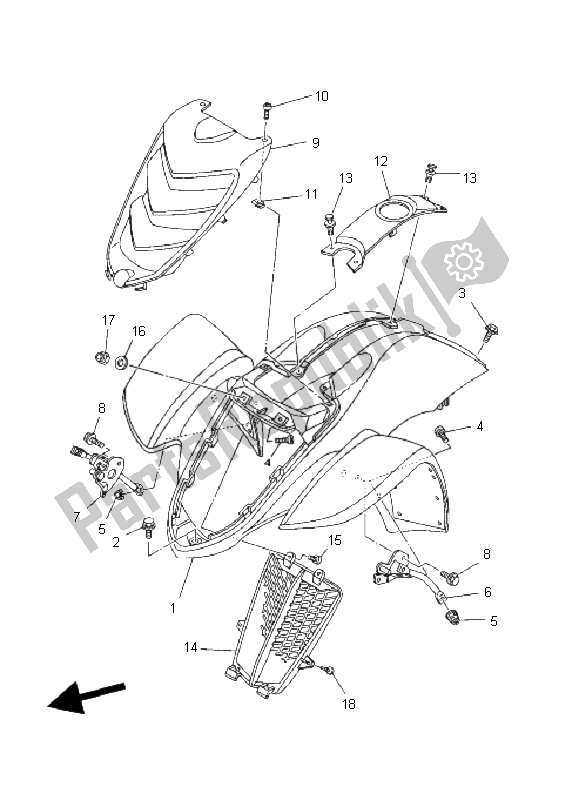 Tutte le parti per il Parafango Anteriore del Yamaha YFM 660R 2002