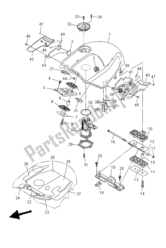 Toutes les pièces pour le Réservoir D'essence du Yamaha FJR 1300A 2004