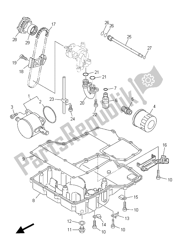 All parts for the Oil Cooler of the Yamaha FJR 1300 AS 2015