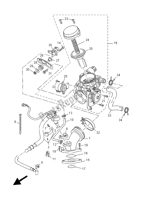 Alle onderdelen voor de Inname van de Yamaha YP 250R MBL2 2015