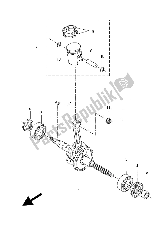 Tutte le parti per il Albero Motore E Pistone del Yamaha CW 50N 2013