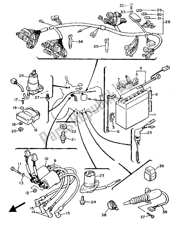 All parts for the Electrical 2 of the Yamaha XJ 900F 1987