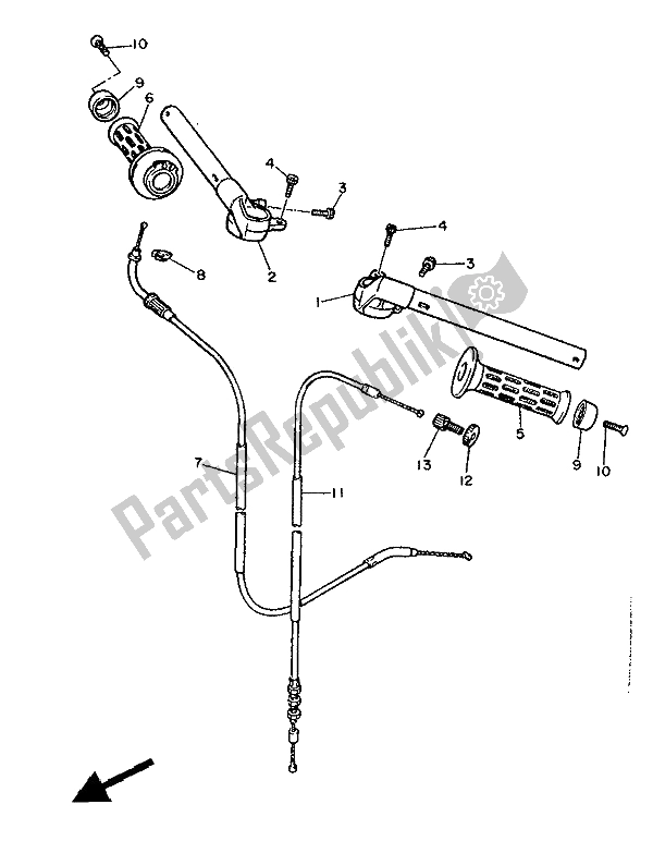 Alle onderdelen voor de Stuurhendel En Kabel van de Yamaha FZ 600 1988