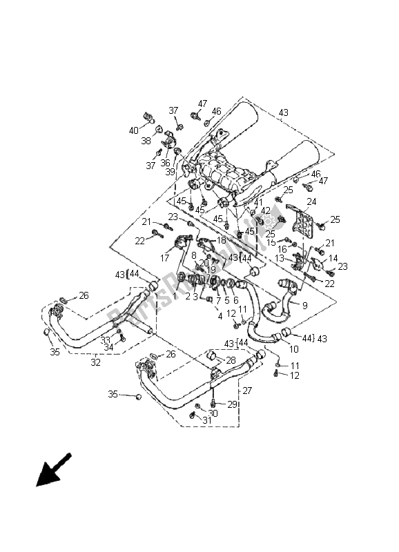 All parts for the Exhaust of the Yamaha V MAX 12 1200 2001