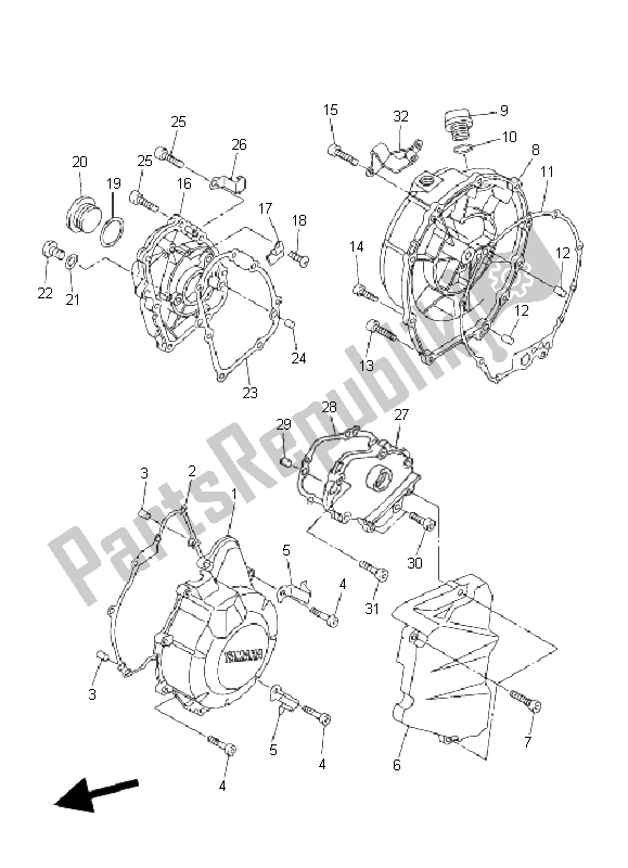 Wszystkie części do Pokrywa Skrzyni Korbowej 1 Yamaha FZ6 SS Fazer 600 2006