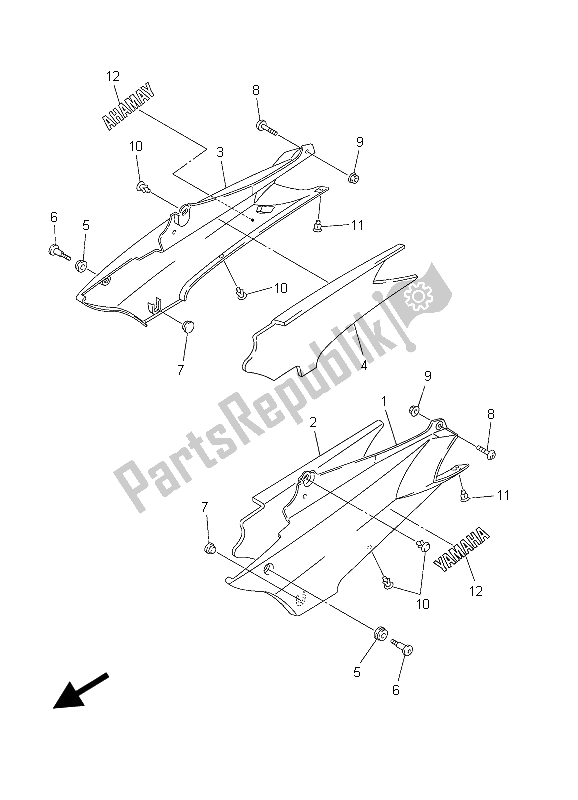 Todas las partes para Cubierta Lateral de Yamaha FJR 1300 2003