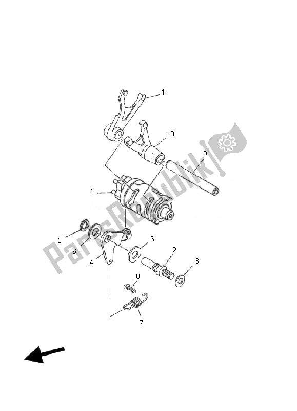 All parts for the Shift Cam & Fork of the Yamaha TT R 50E 2007