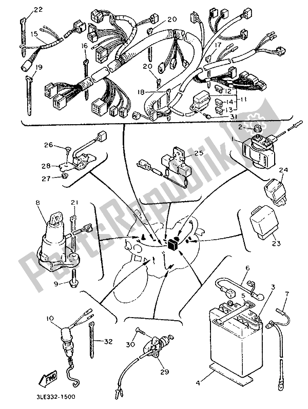 All parts for the Electrical 2 of the Yamaha FZR 1000 1993